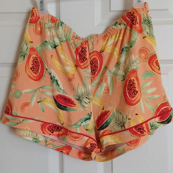 Joyspun "Peach Blossom" Notch Collar Short Sleeve Pajama Set ** SZ L - Picture 4 of 9